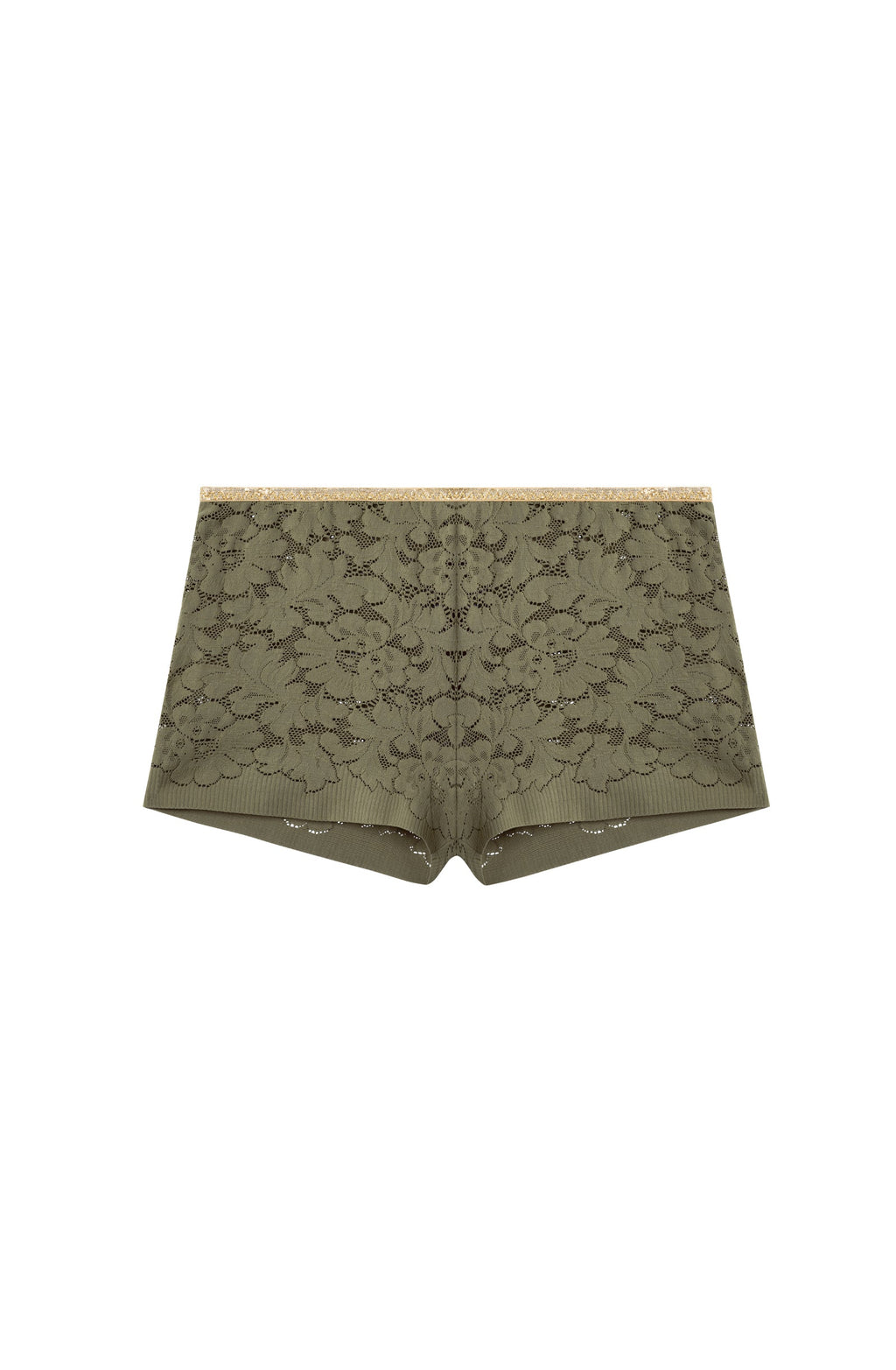 dylan High-waisted jade lace and Lurex boyshorts