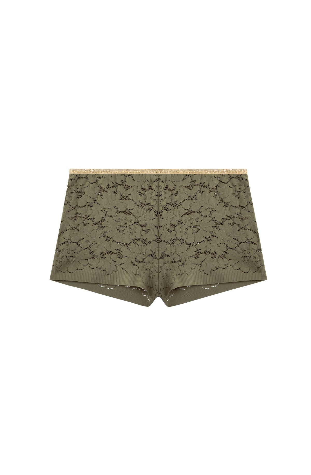 dylan High-waisted jade lace and Lurex boyshorts