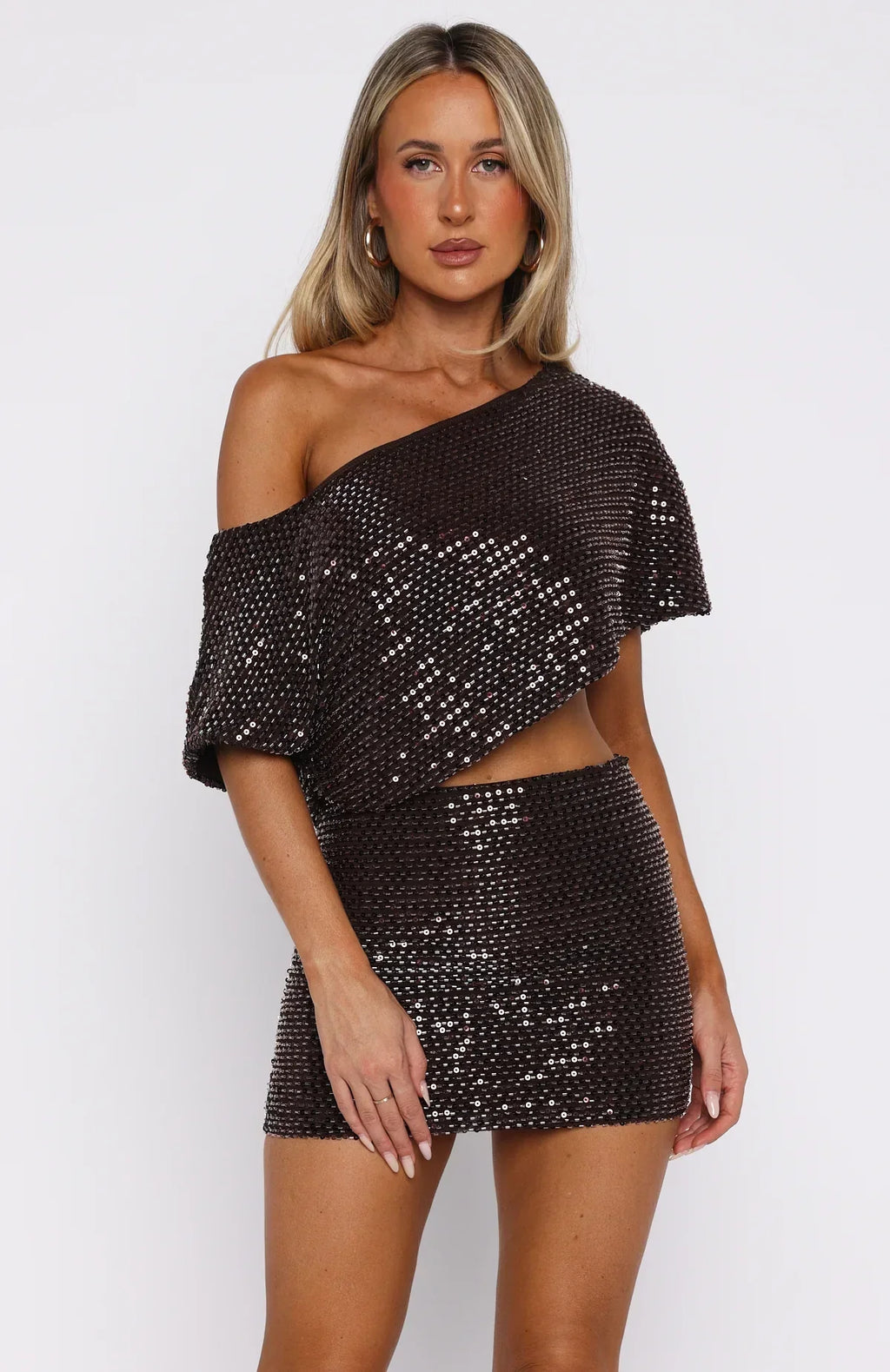 Robe courte perlée Skyline Chocolat