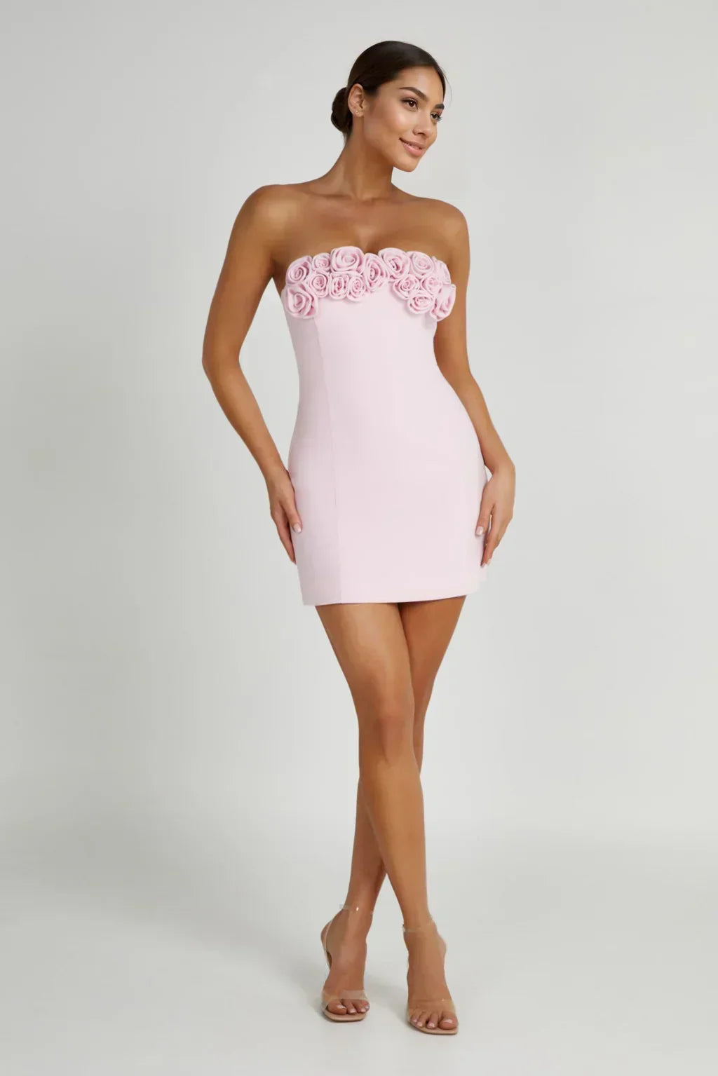 Robe Courte Roses Saint Valentin - Rose Poudré