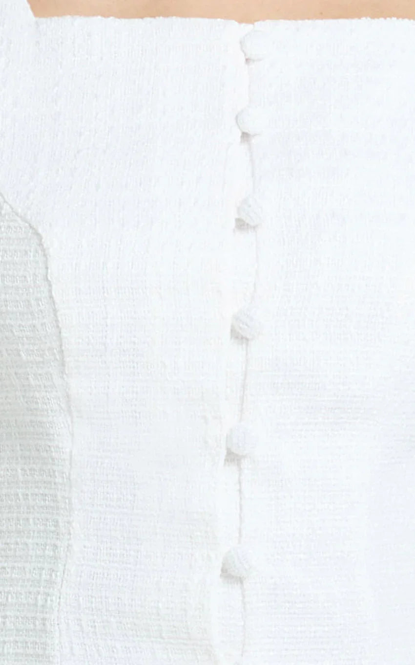 Aveline Mini Dress - Structured Button Front Dress in White
