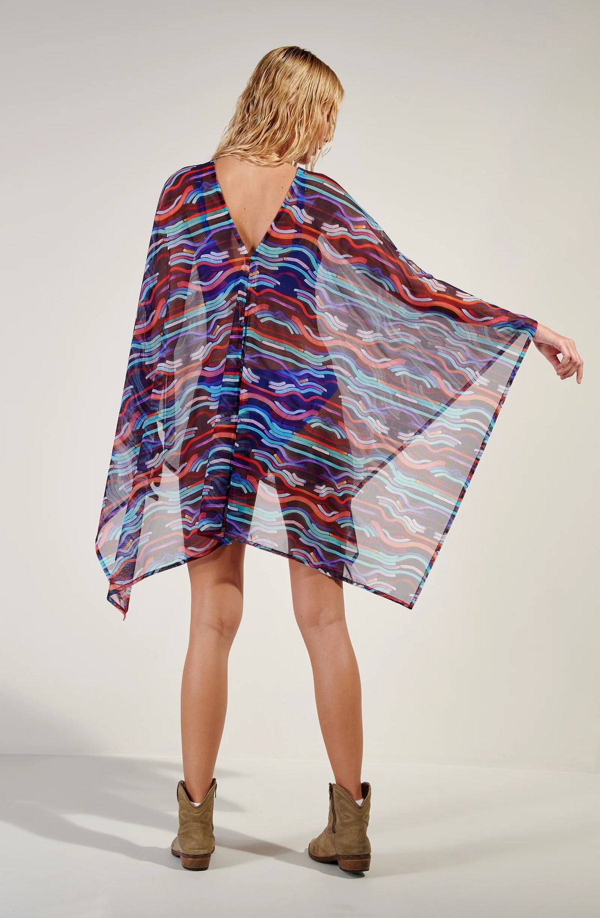 emie Printed poncho NEON