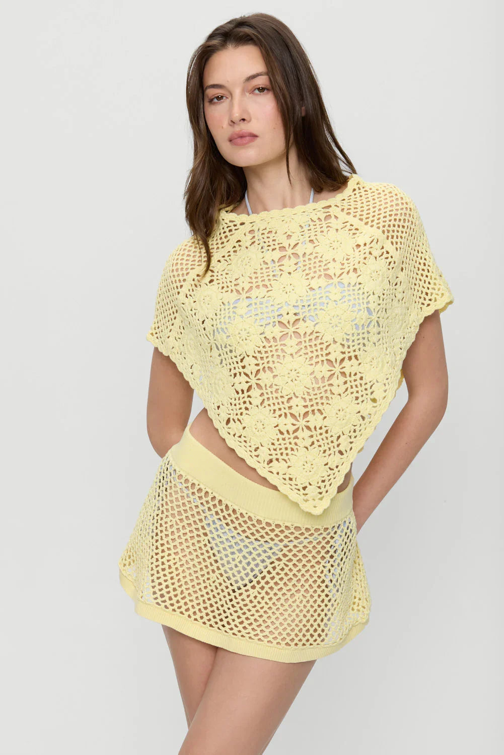 Mini-jupe en crochet Adaline - Beurre fouetté