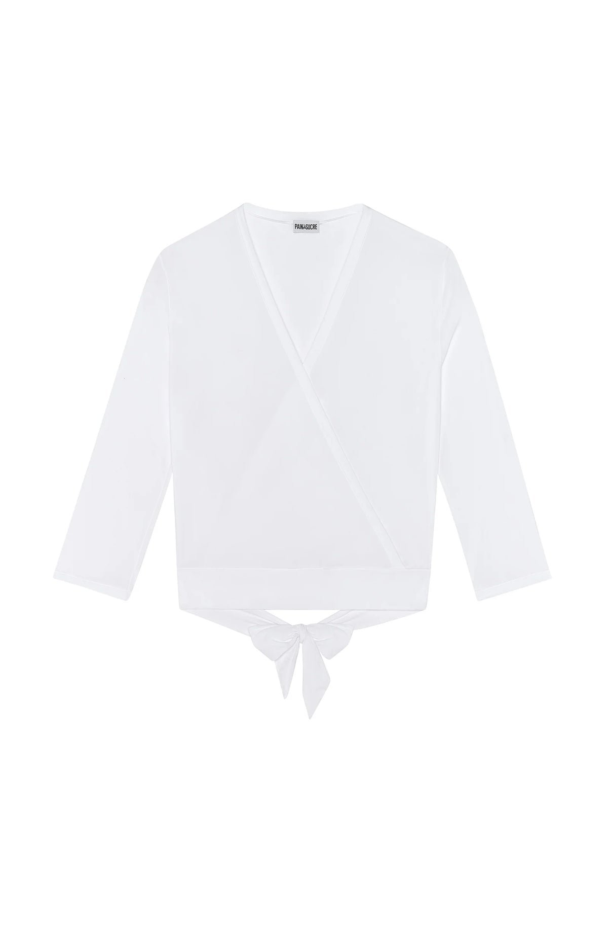 luiza White long-sleeved wrap top