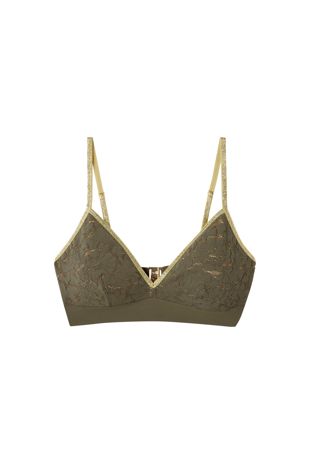 Soutien-gorge en dentelle et Lurex vert lichen swann