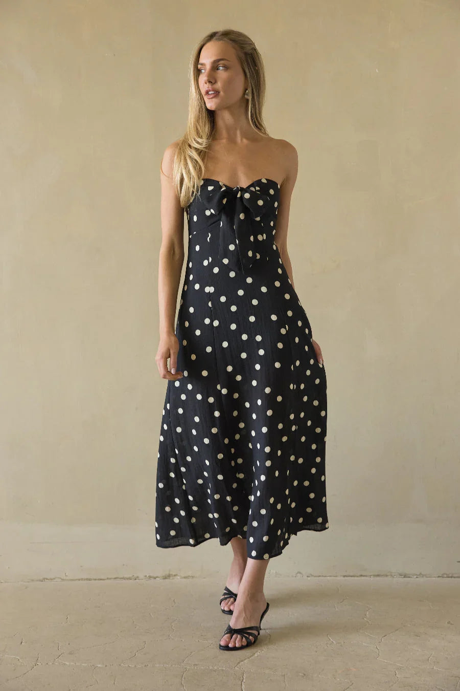 Robe mi-longue en lin à pois Jenae
