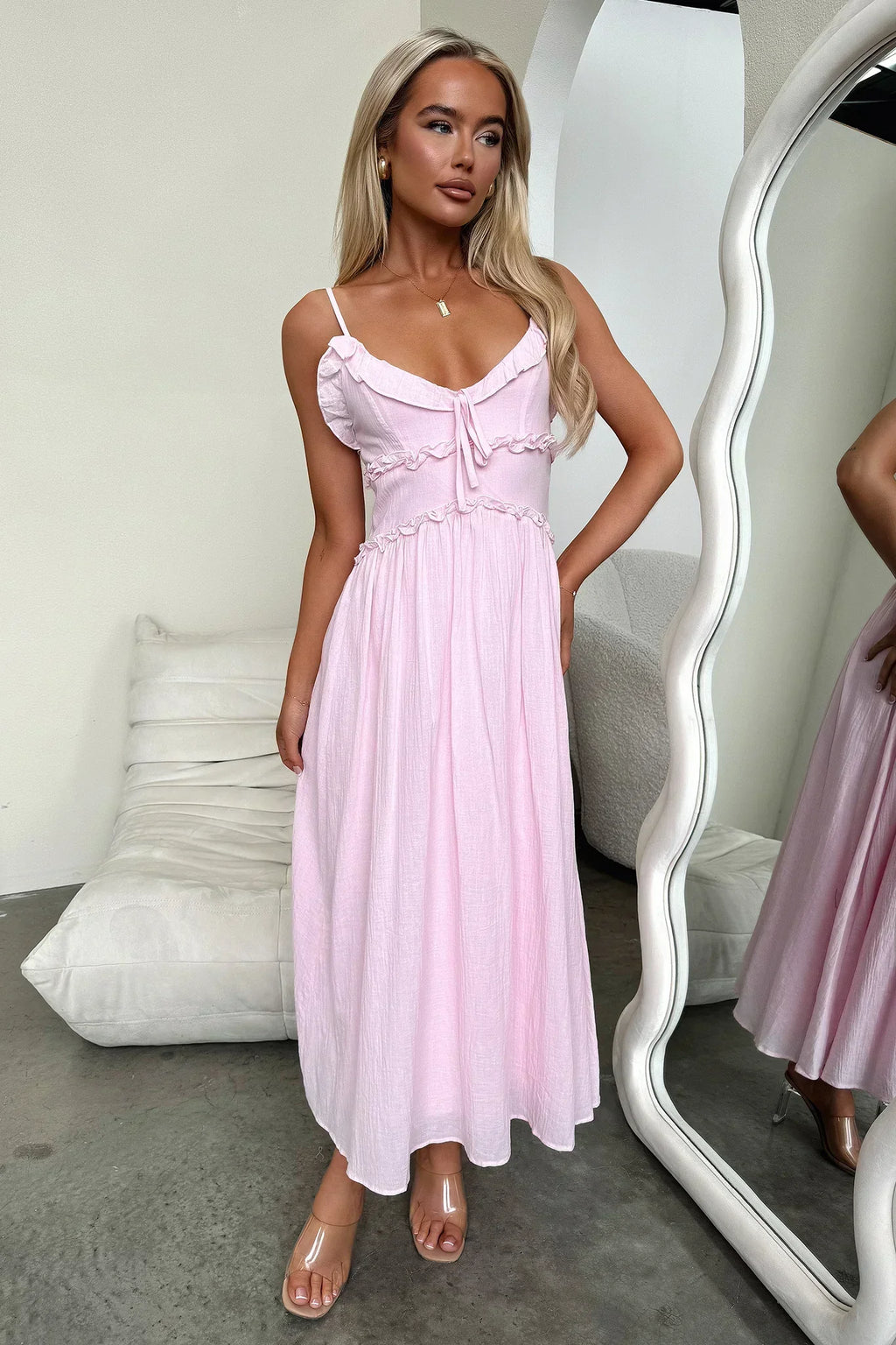 Robe Midi Nicola – Rose Bébé