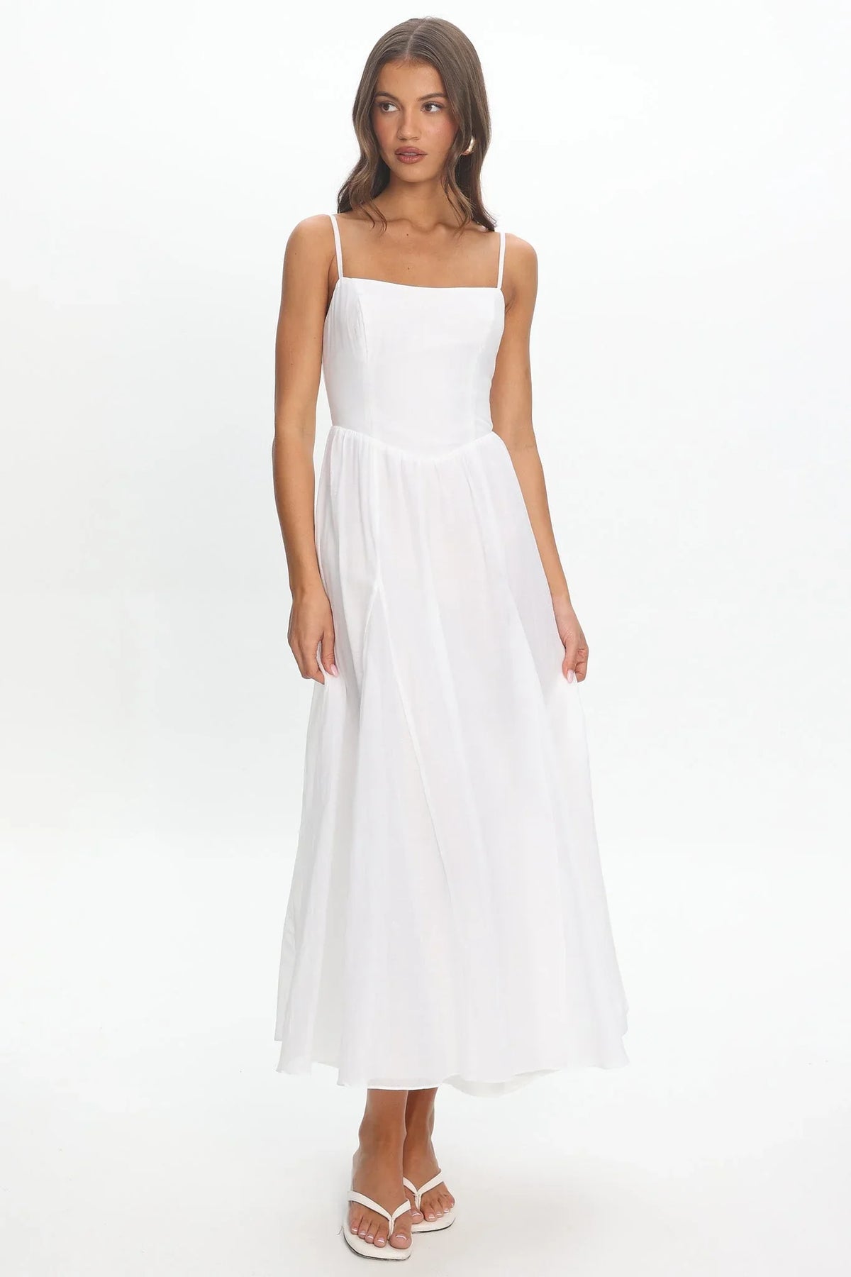 Robe midi Dulce à encolure dégagée blanche