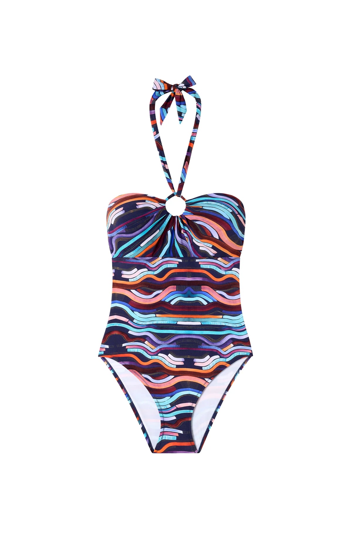 bana Printed bandeau swimsuit NEON