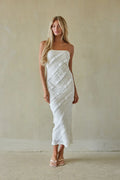 Catalina Ruffle Strapless Midi Dress