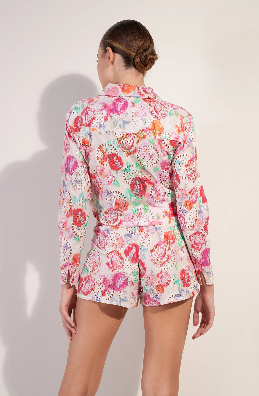 cyntia Button-down shirt in printed English embroidery