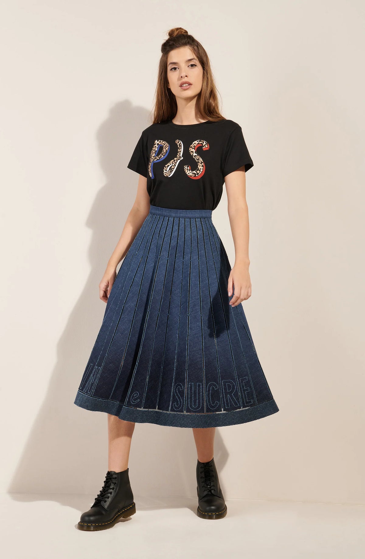 thiya black Black PdS branded cotton T-shirt