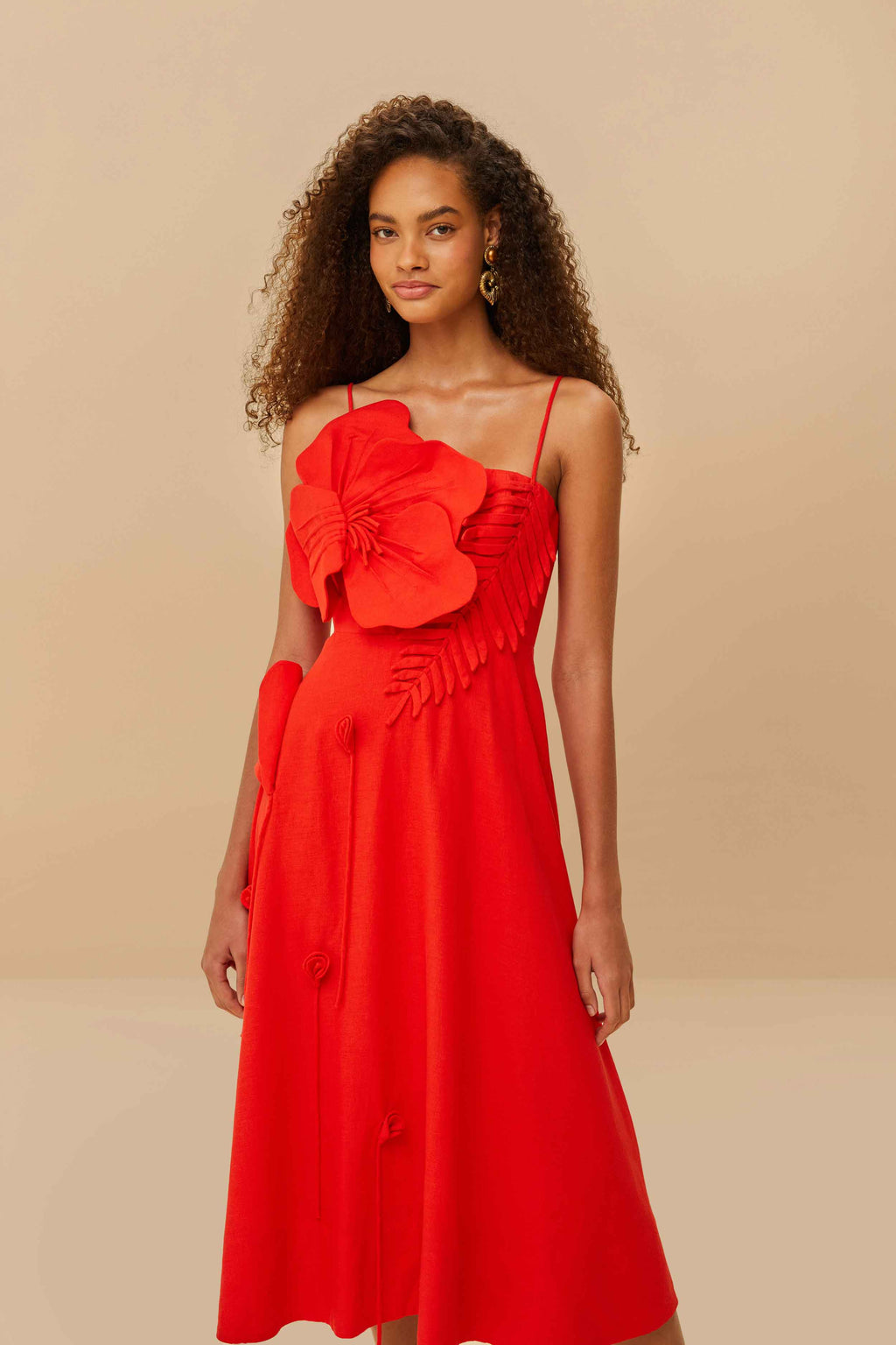Robe midi Red Garden Lenzing™ Ecovero™ Euroflax™