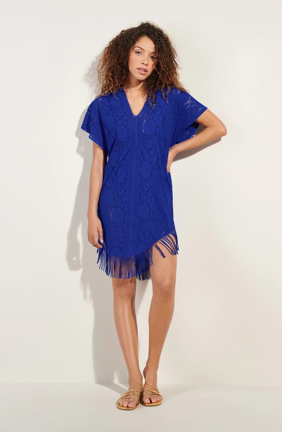 Tunique poncho en dentelle noire Jesse