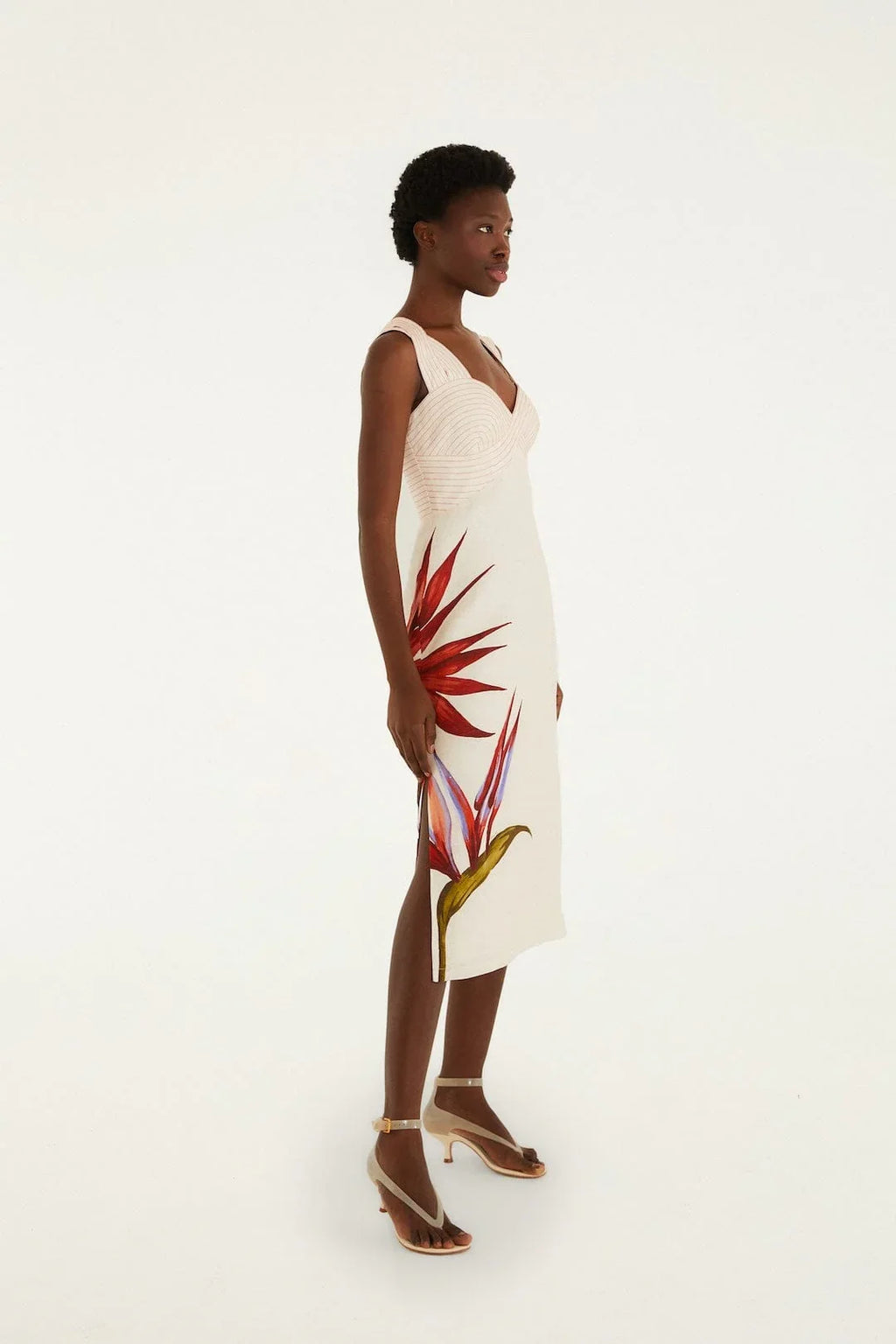 Sand Strelitzia Midi Dress