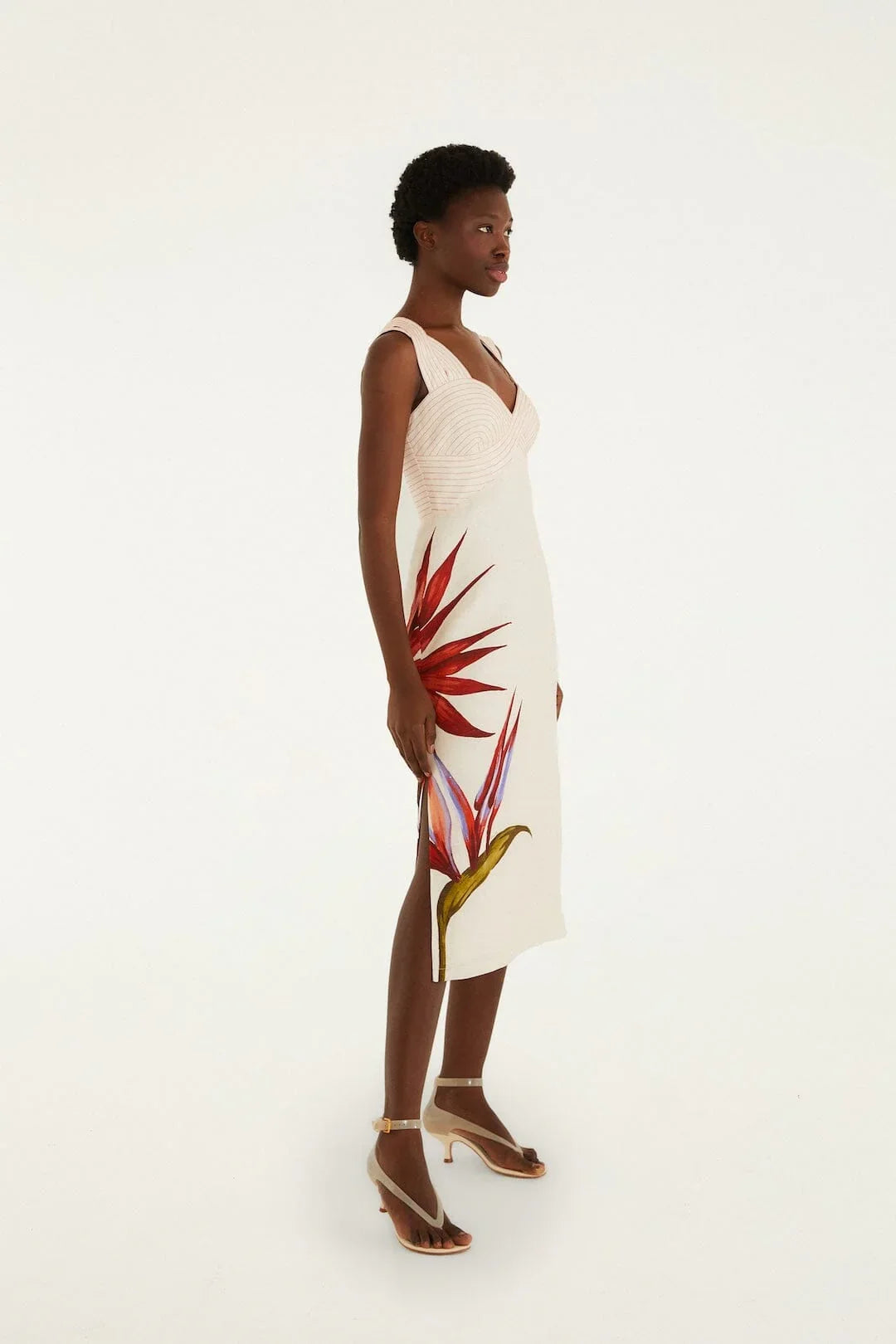 Sand Strelitzia Midi Dress
