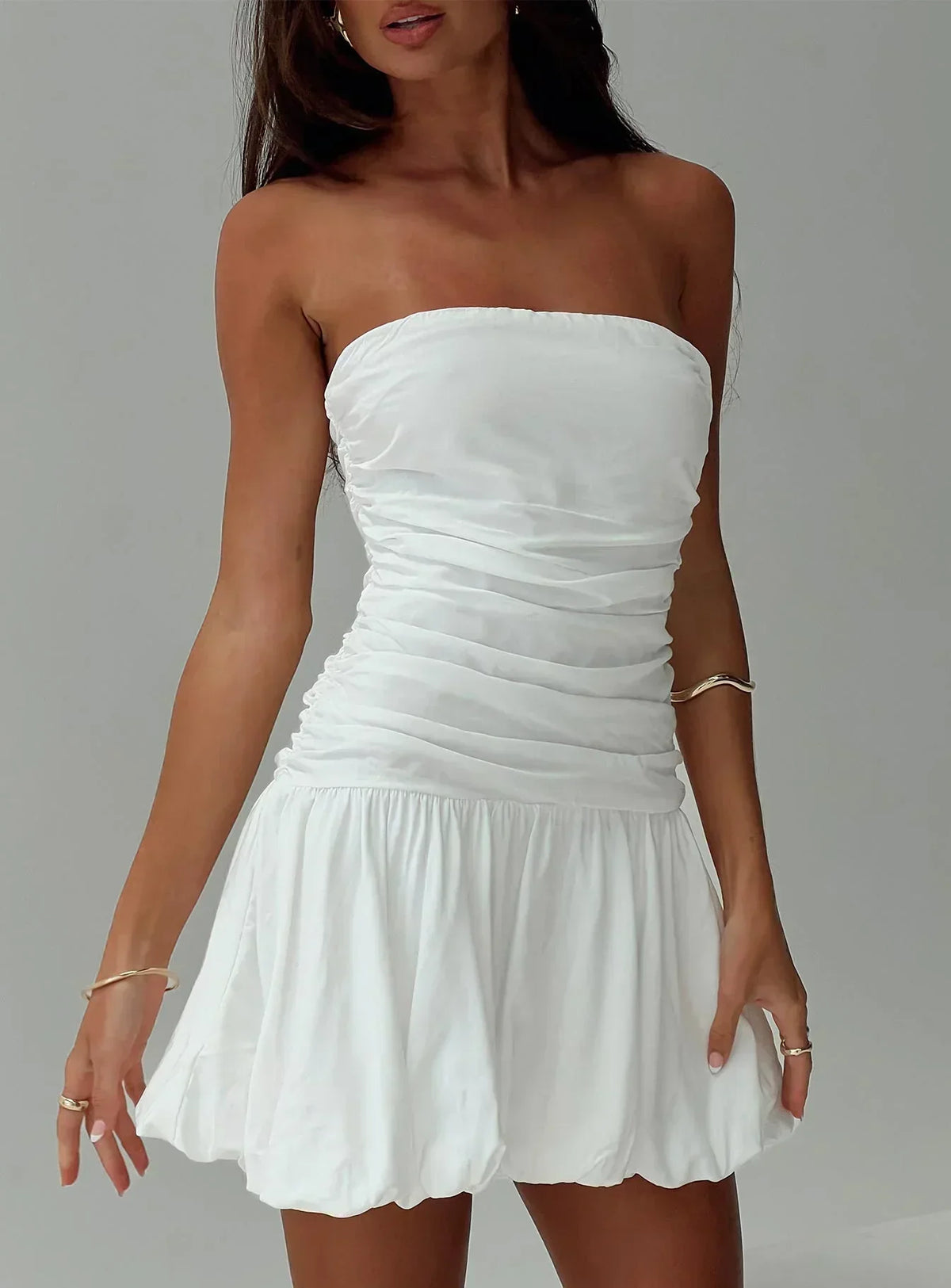 Mini-robe bustier à ourlet bulle Glamour Girl Blanc