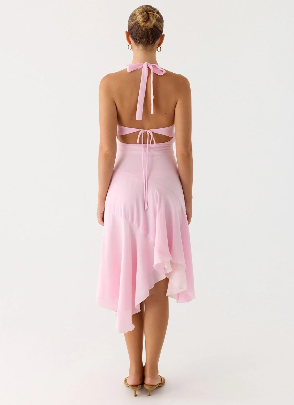 Robe midi asymétrique Faelie à col nu - Rose