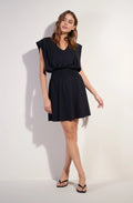 Robe courte nola noire en voile stretch à col en V