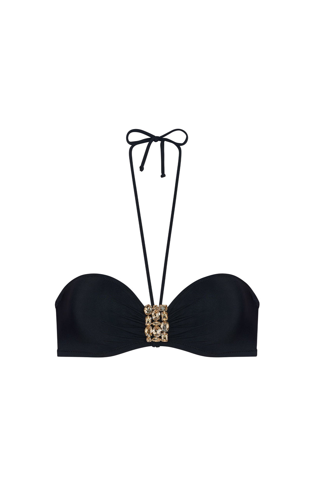 devia Black bandeau bikini top with jewels