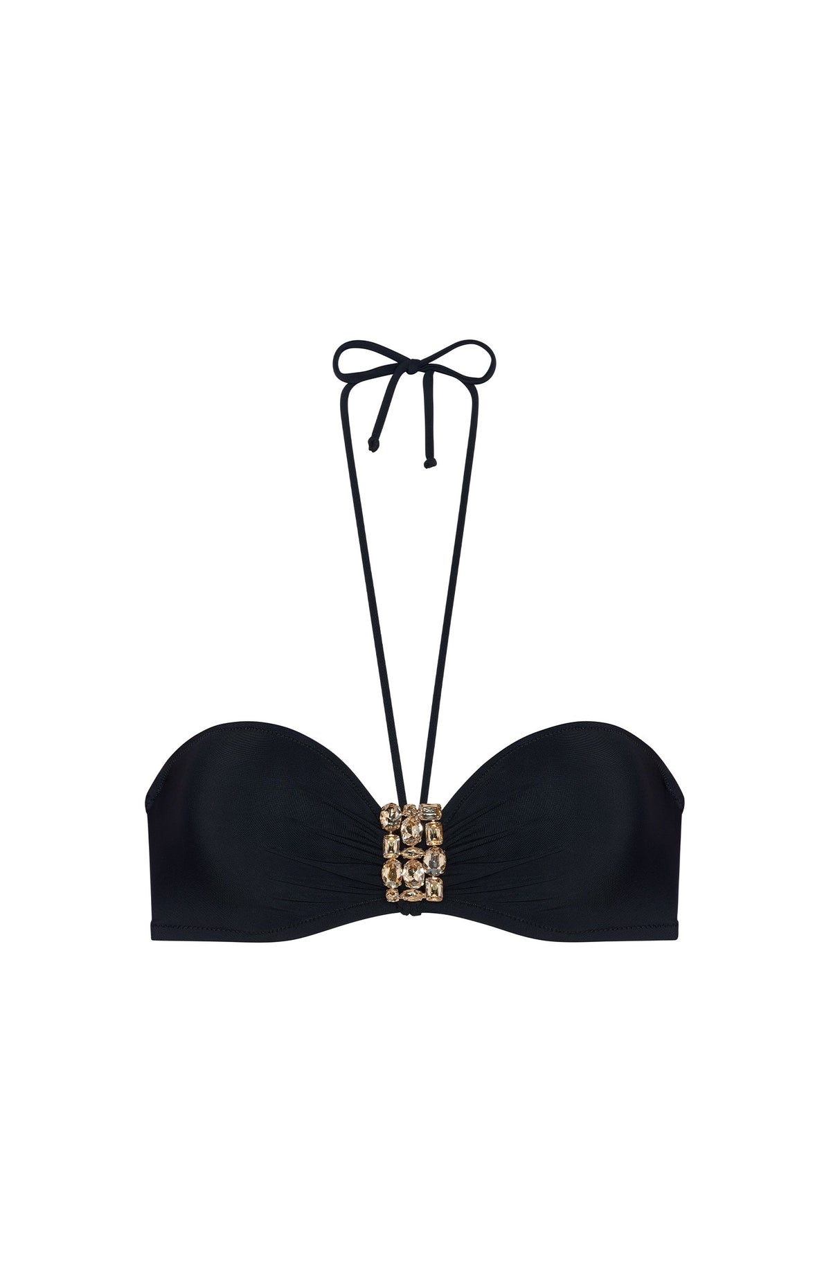 devia Black bandeau bikini top with jewels
