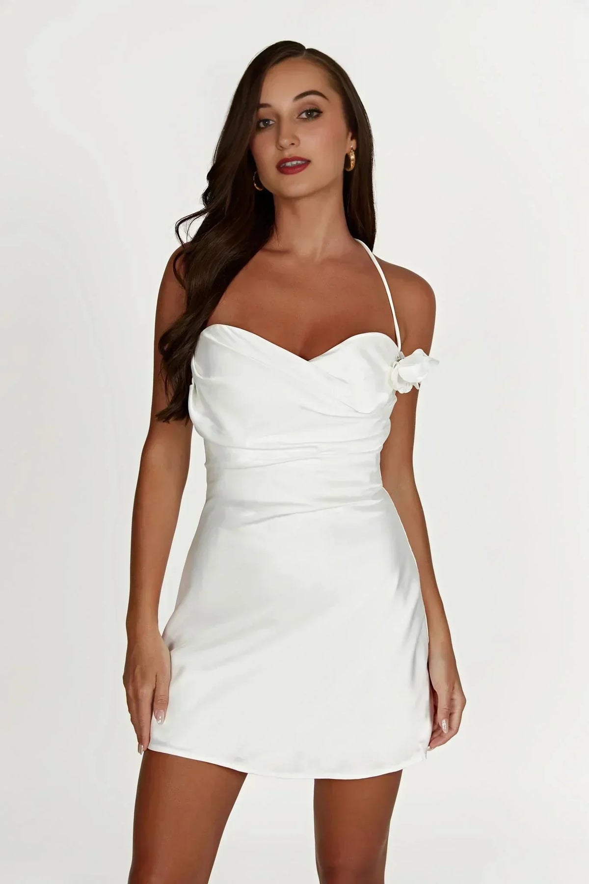 Mini-robe Halter Otillie Rose - Blanc