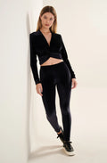 tricy Black striped velvet leggings