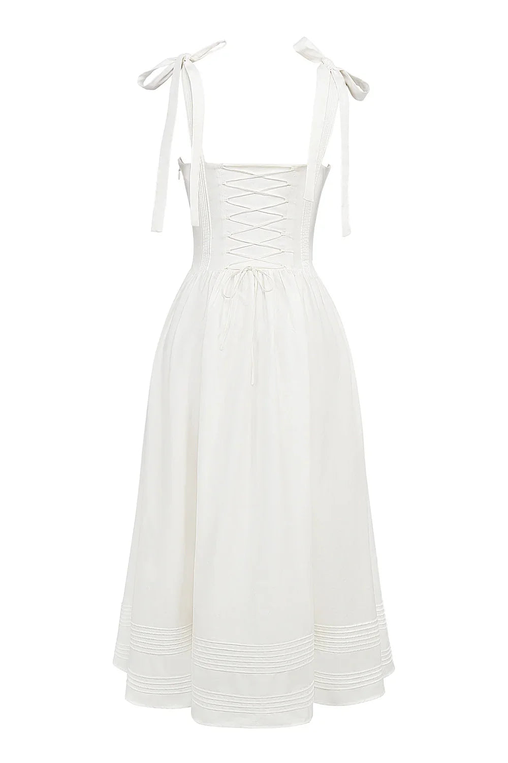robe chasuble mi-longue en coton blanc à plis nervurés