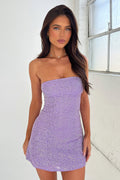 Arletta Strapless Sequin Mini Dress - Purple