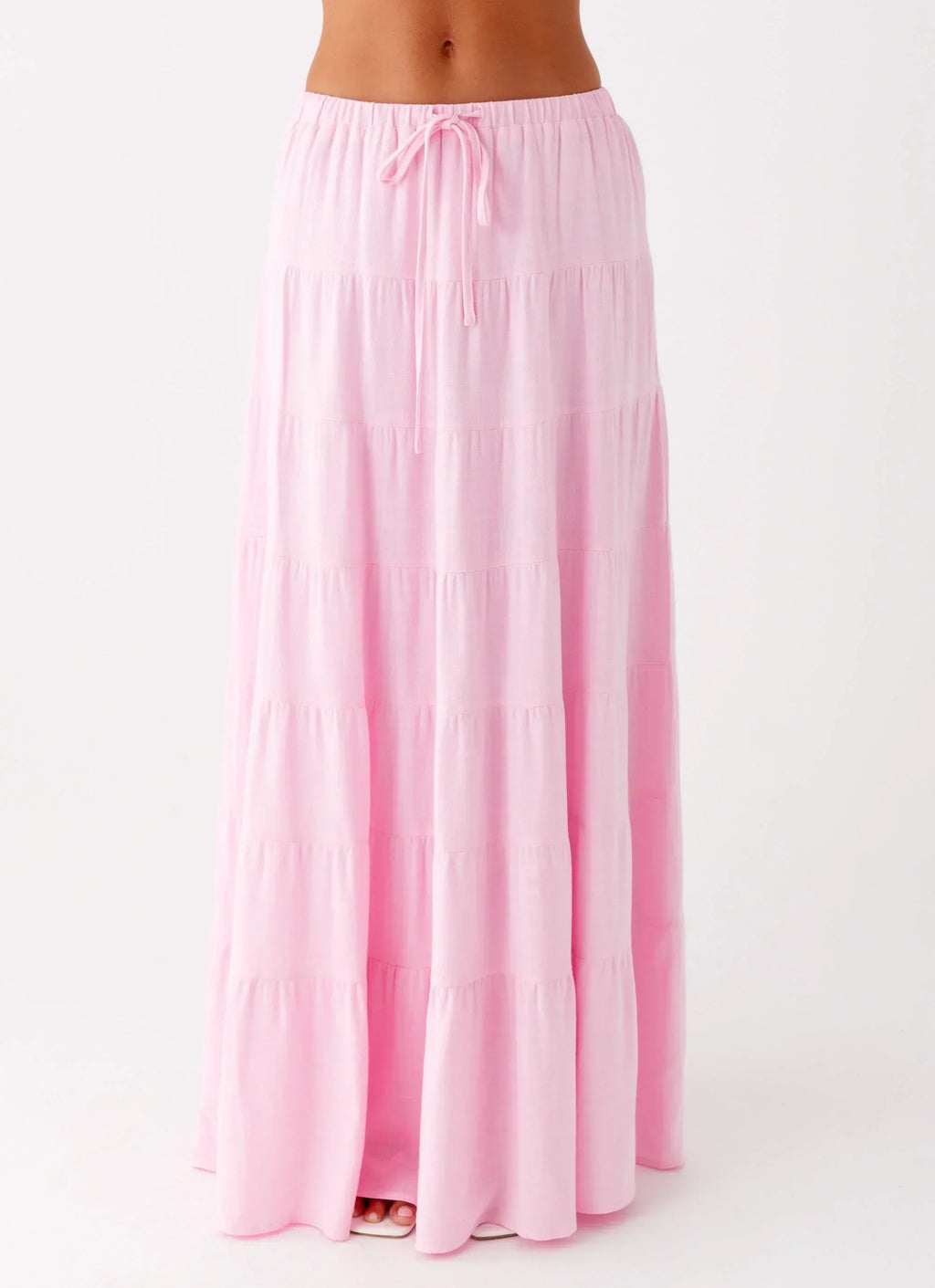 Jupe longue en lin Mariella - Rose
