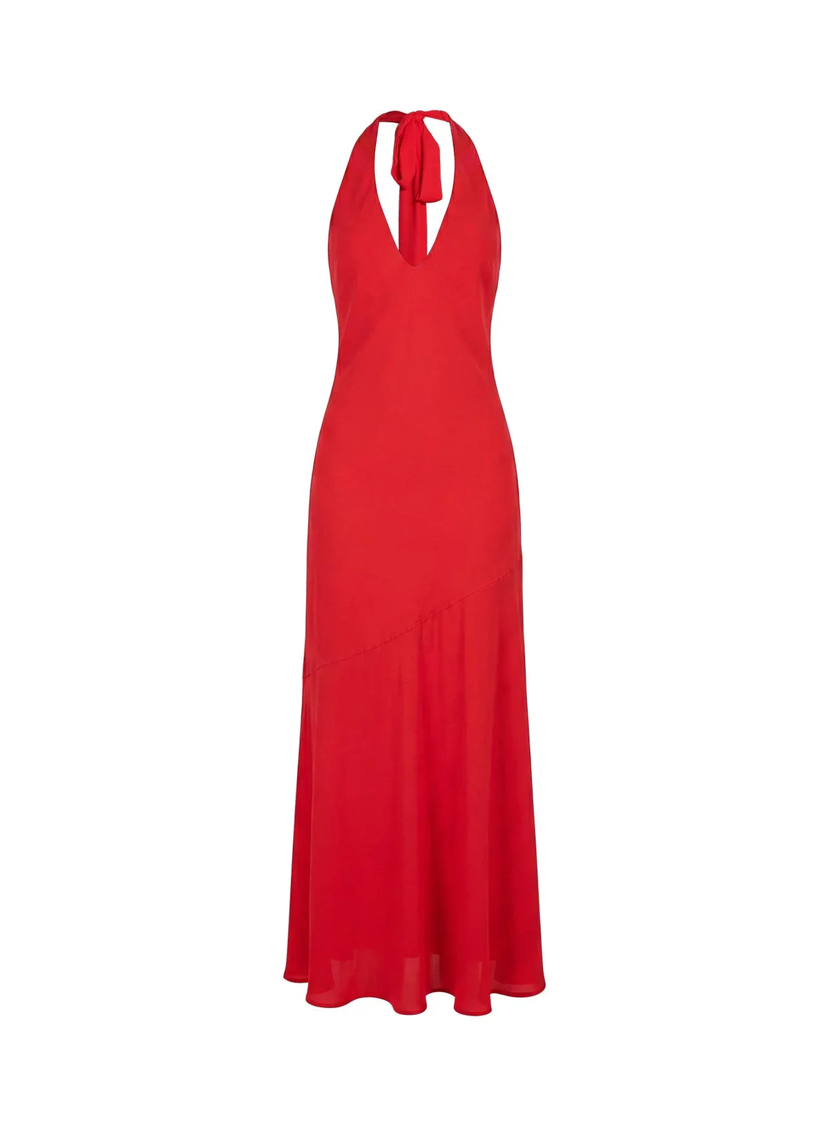 Luannie Halter Scarf Tie Maxi Dress Red