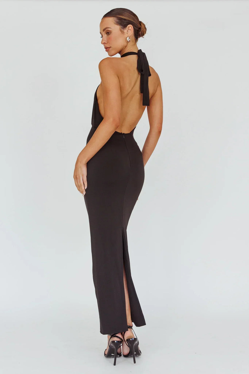 Robe Midi Simha Rose Halterneck Noire