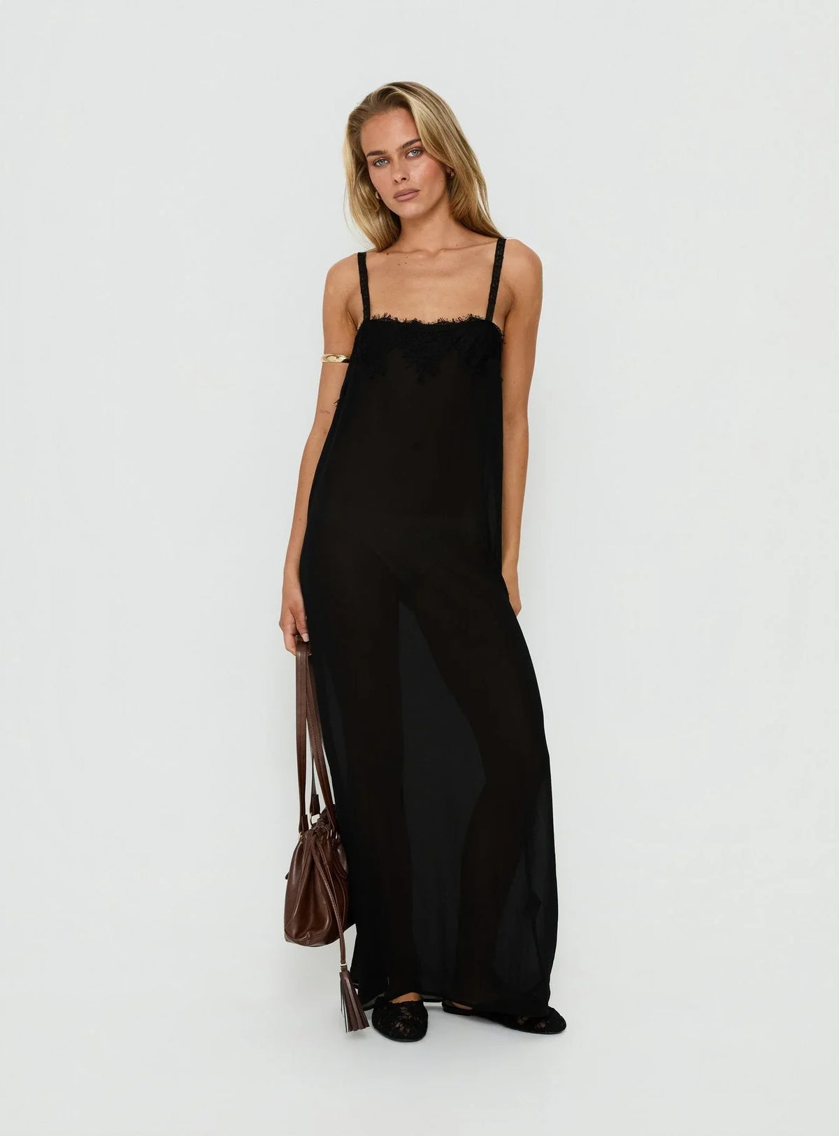 Robe longue Glacial Sheer noire