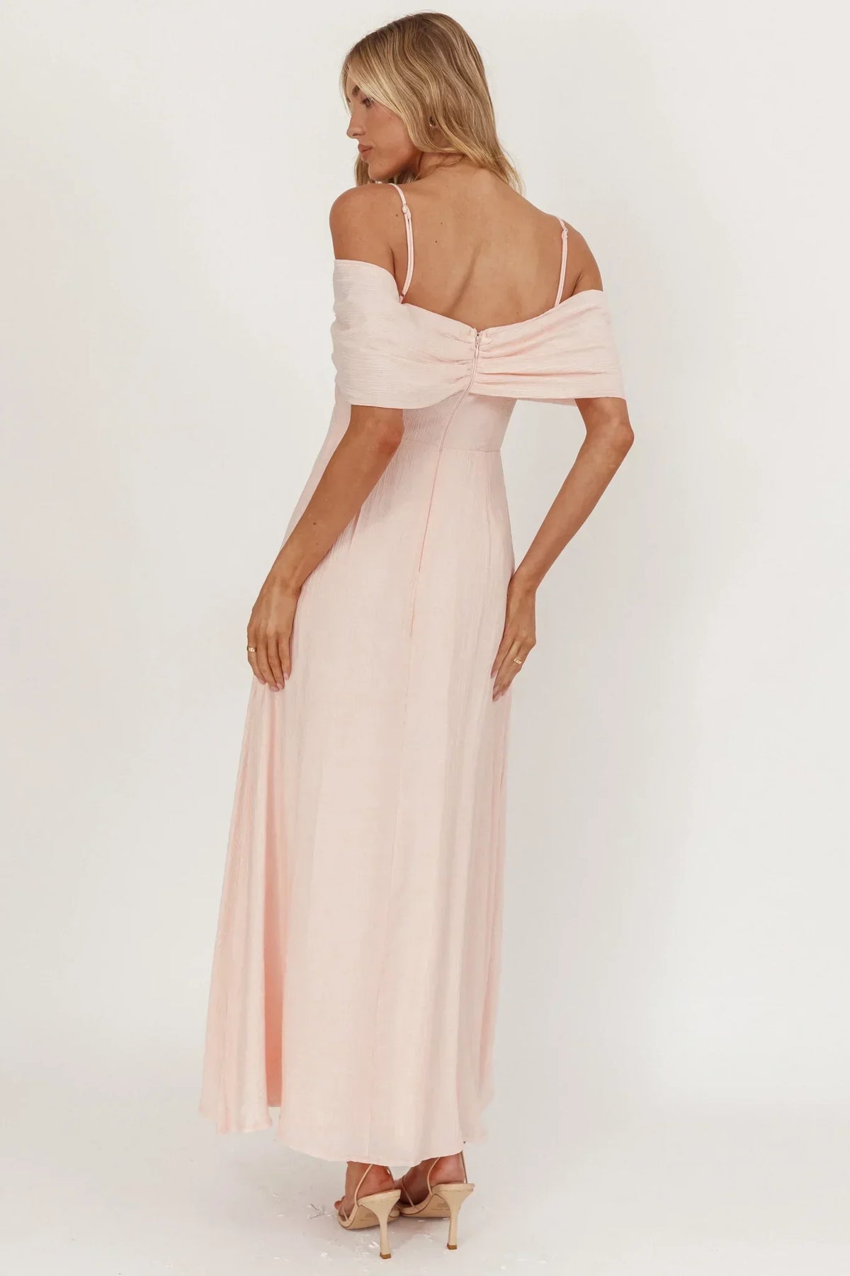 Robe midi Lillibet ornée d'un bustier noué rose