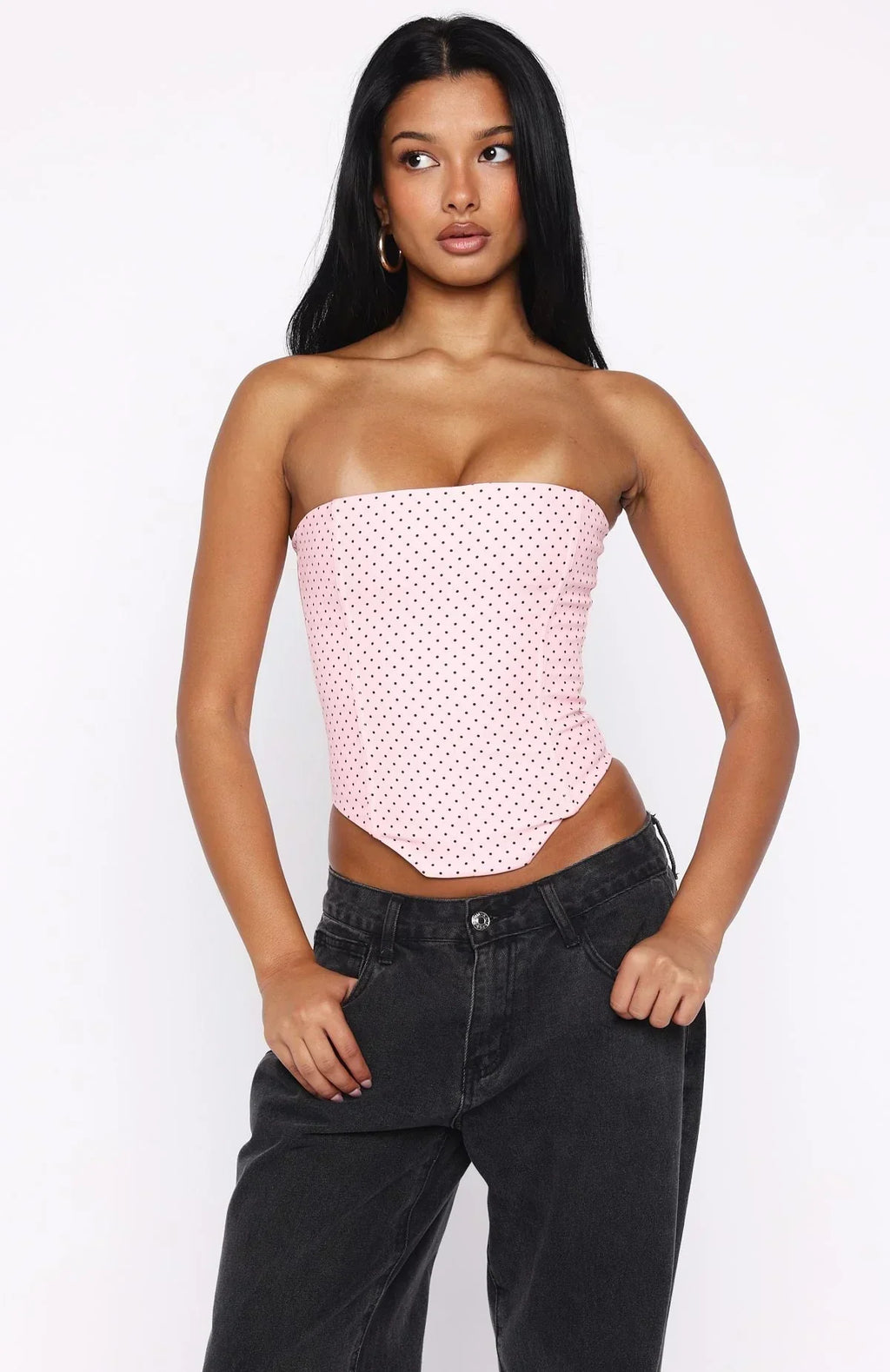 Bustier sans bretelles rose à pois « Let It Go »