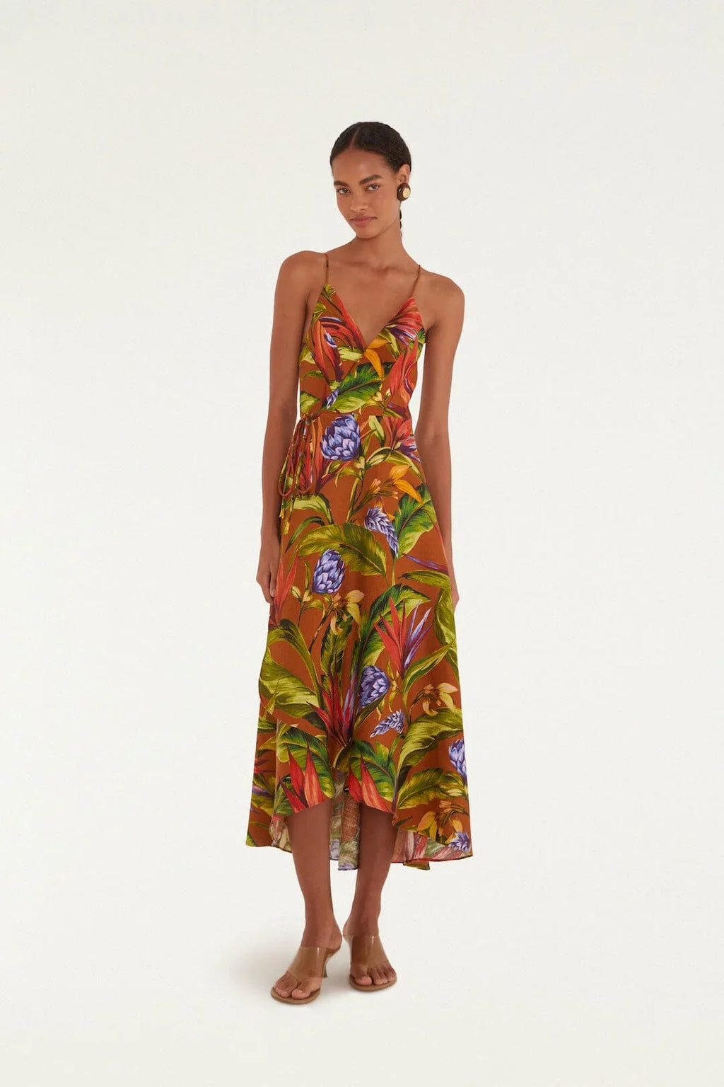 Robe portefeuille midi Florart marron