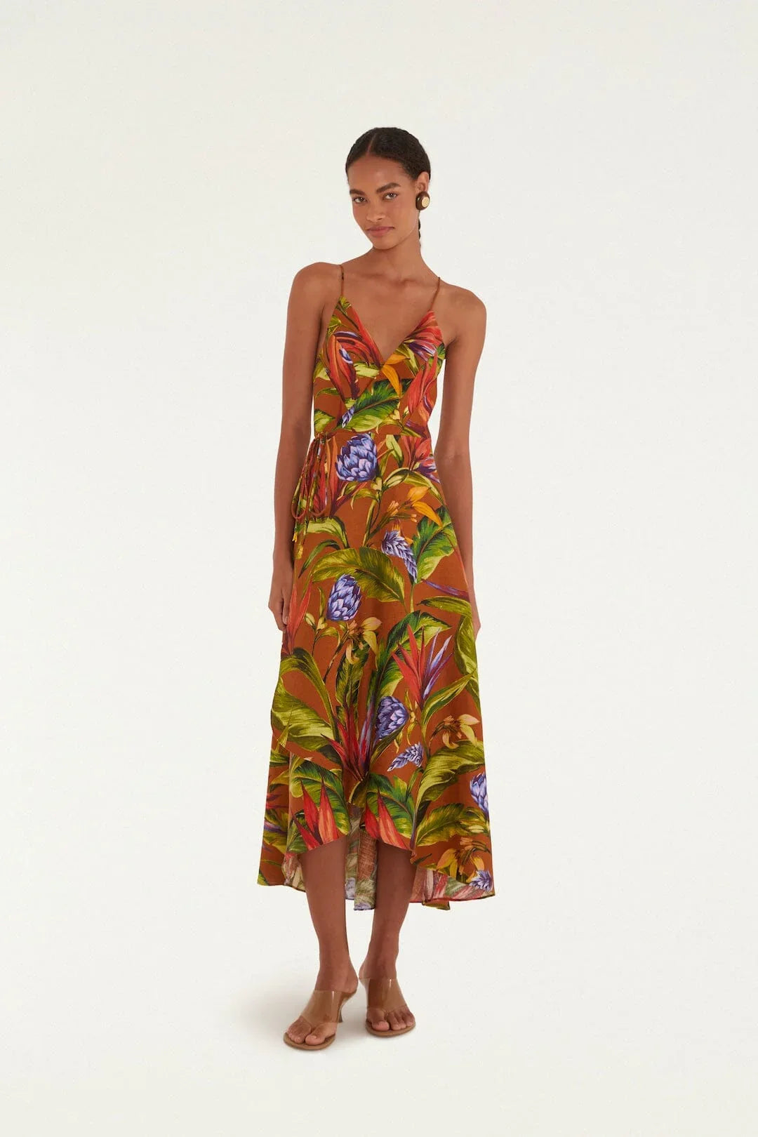 Robe portefeuille midi Florart marron