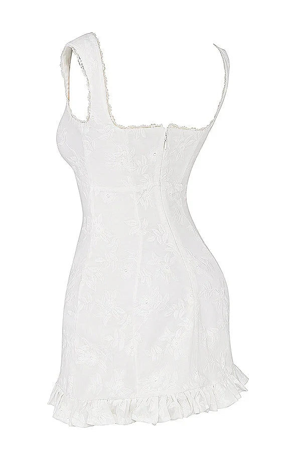 white embroidered mini dress