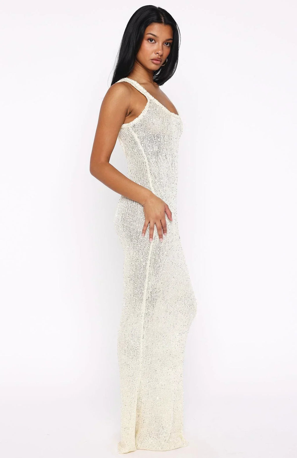 Robe longue en maille crème Trying To Forget Me