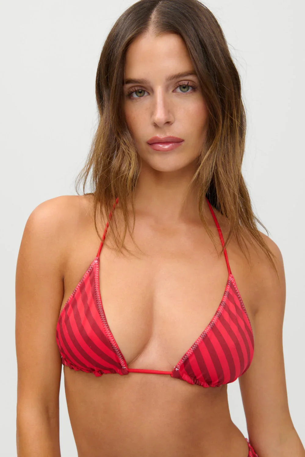 x JENNIE Nick Haut de bikini en satin - Rayures Printanières