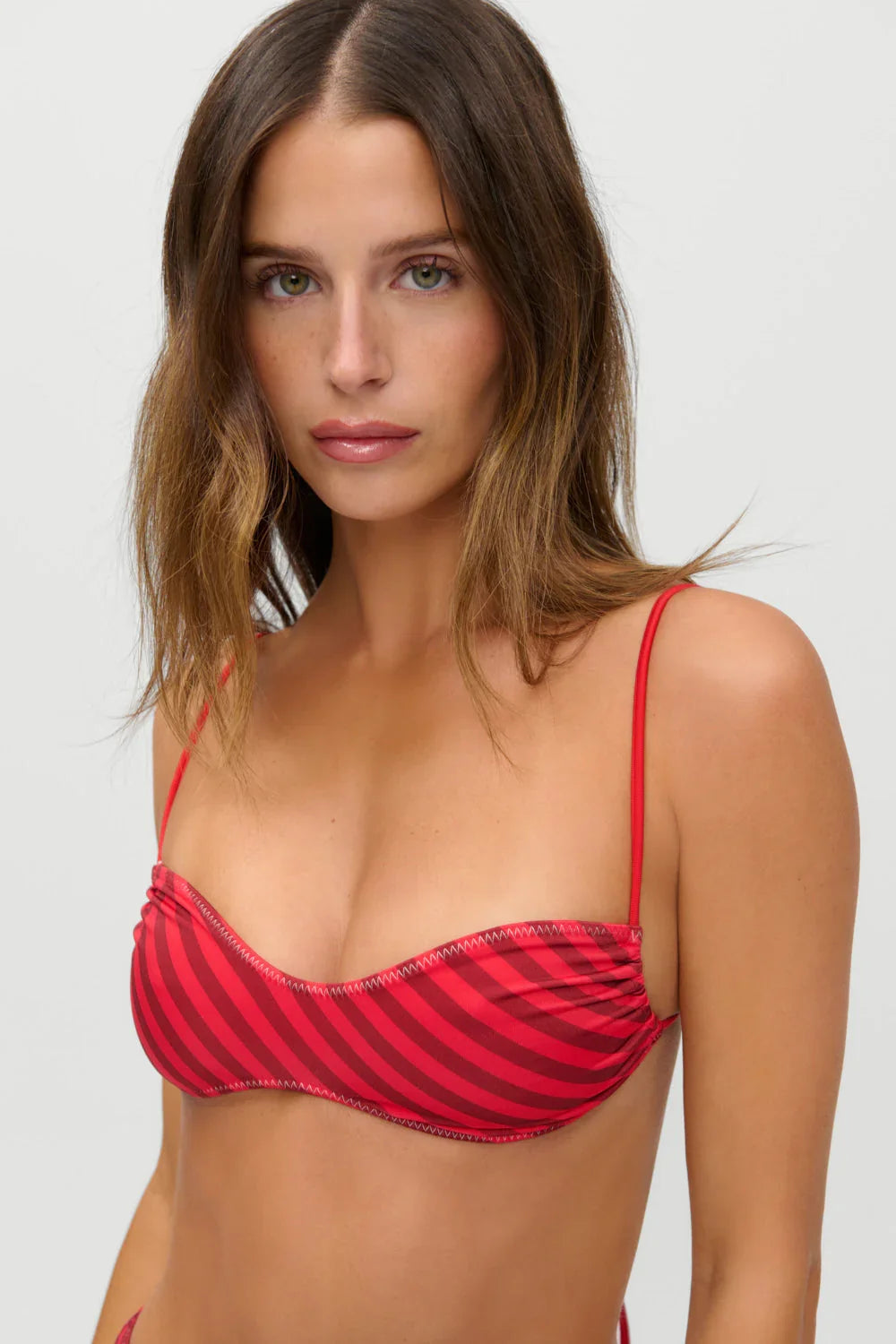 x JENNIE Haut de bikini en satin Magnolia - Rayures printanières