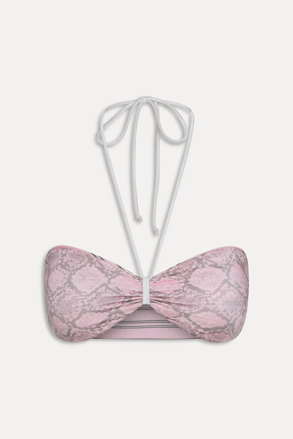 Haut de bikini réversible en satin Rumi - Rayures roses
