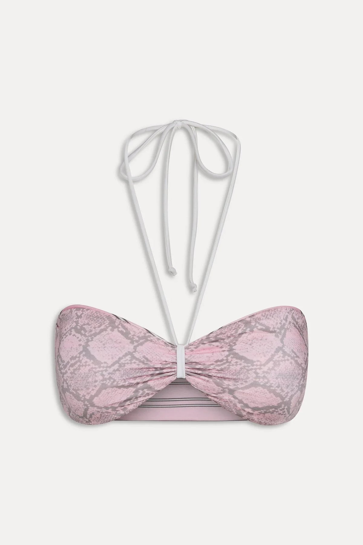 Haut de bikini réversible en satin Rumi - Rayures roses