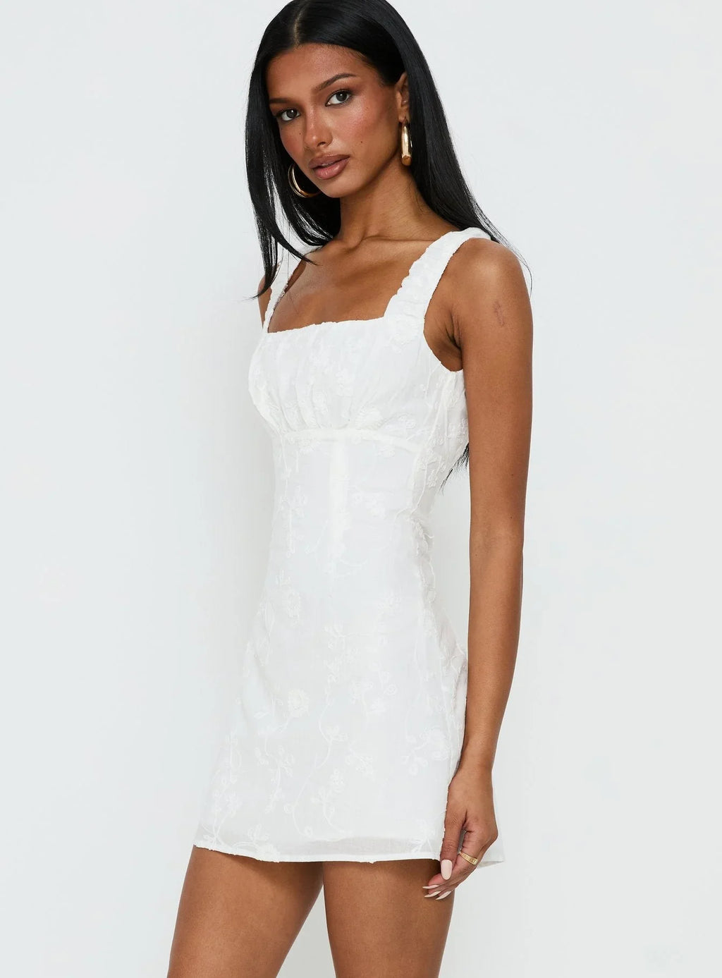 Mini-robe brodée Donnamarie blanche