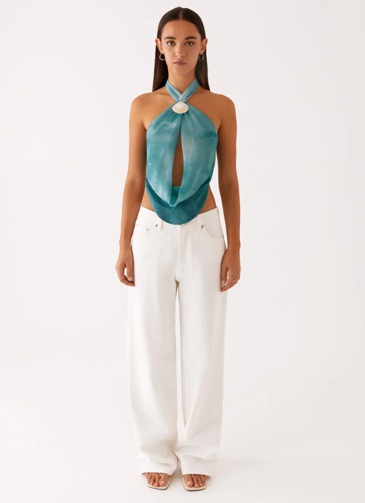 Haut sans manches col bénitier Zola - Vert Tie-Dye