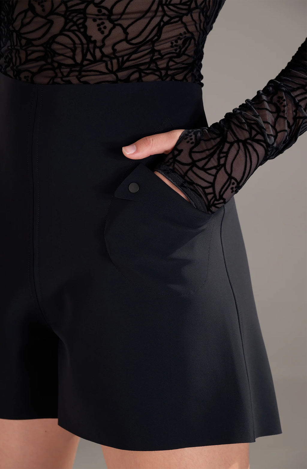 Shorts taille haute noirs saelle