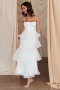 Robe midi étagée Provence Bloom blanche