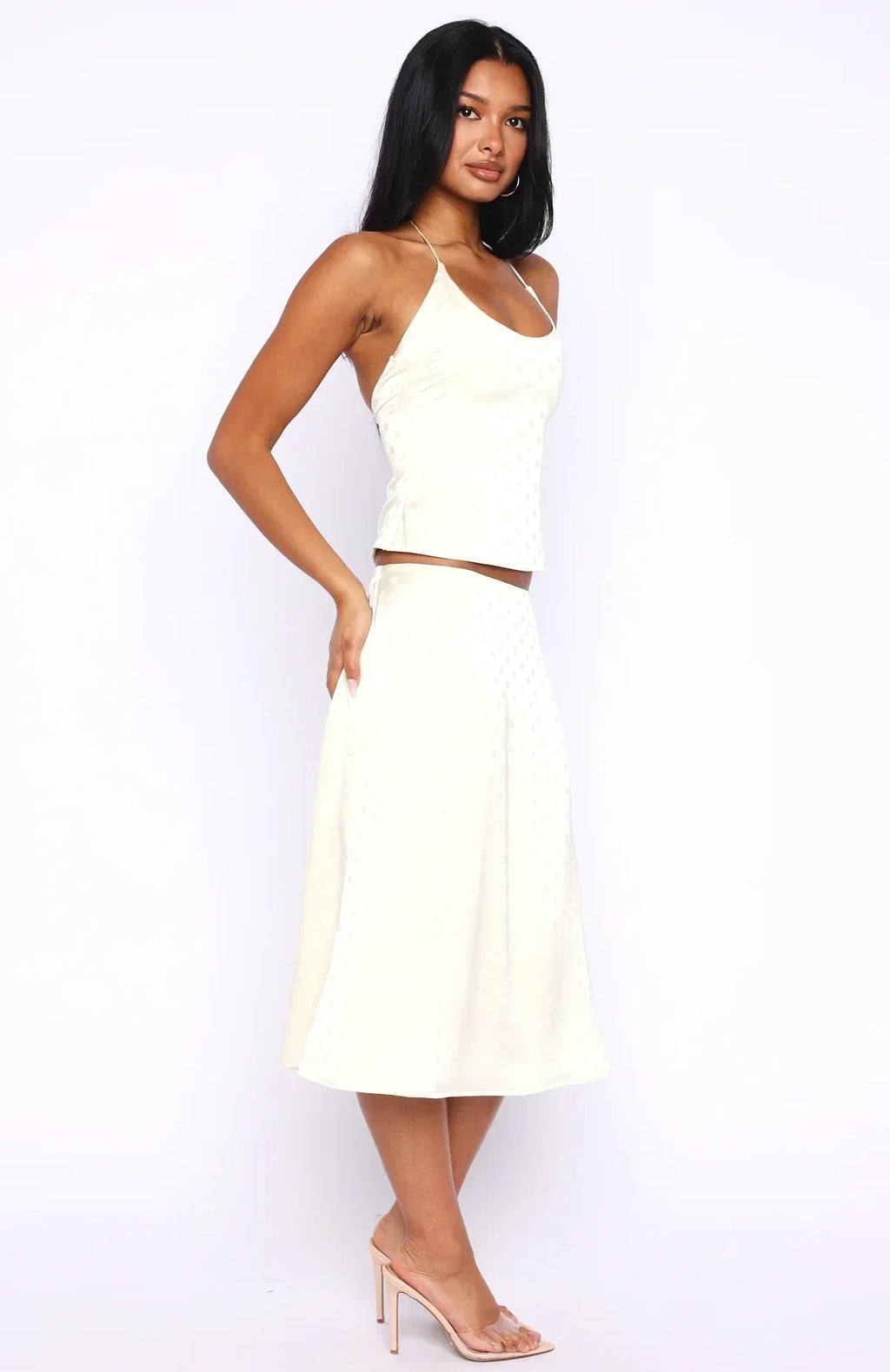 Jupe Midi Crème Palm Breeze