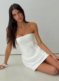 Robe courte bustier Jenevieve, drapée, blanche