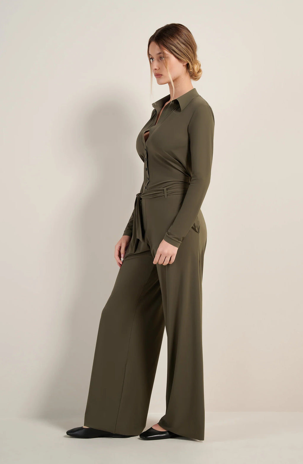 colbi Lichen green long-sleeved jumpsuit